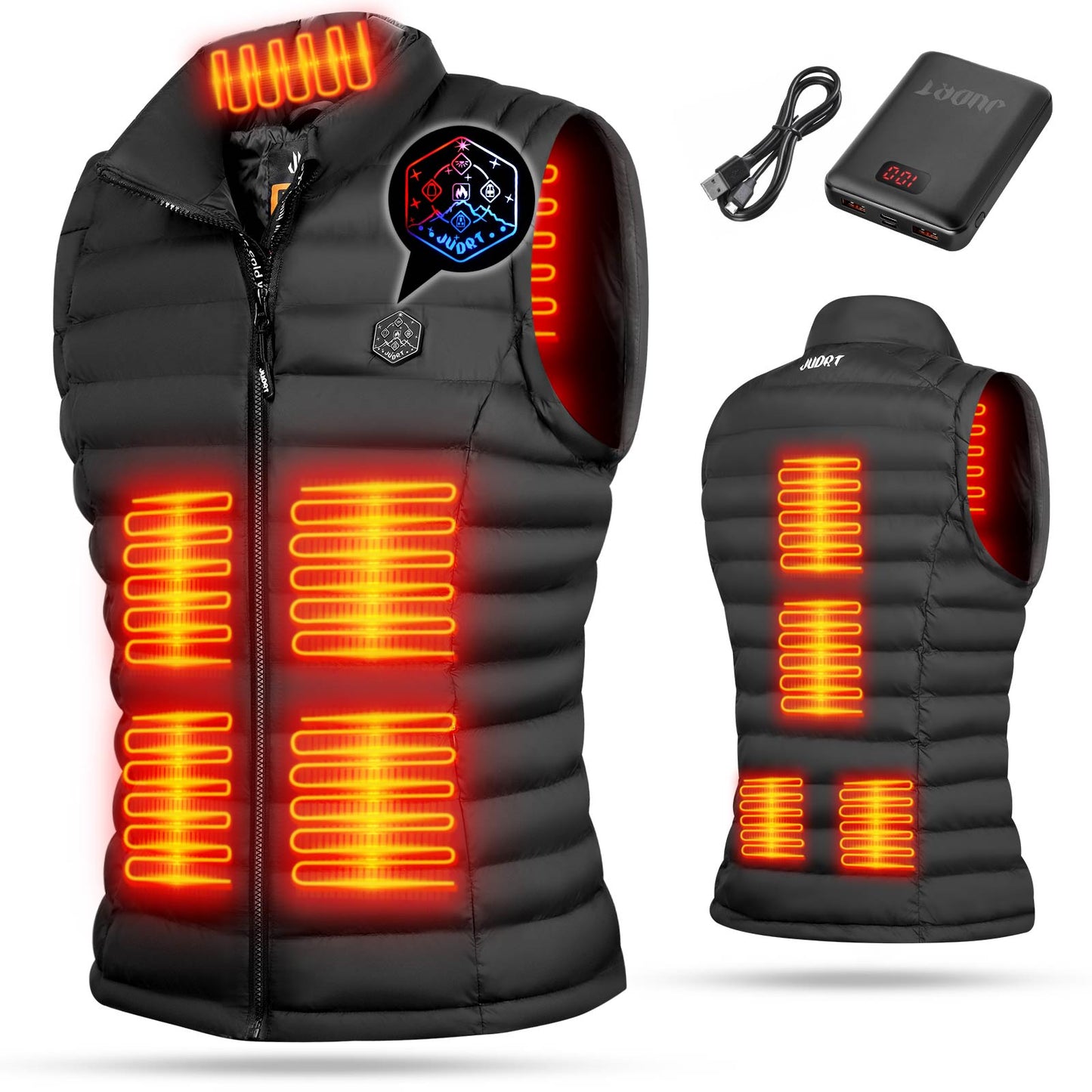 JUDRT Women's Lightweight Heated Vest with Battery Pack Heating Vests Black