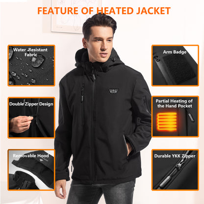 PIFMYSEDOL Men's Heated Hoodie Jacket with Battery Pack Black