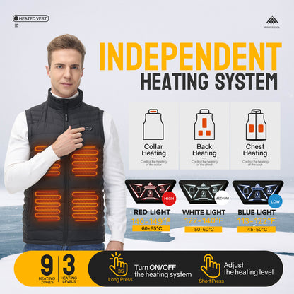 PIFMYSEDOL Men's Heated Vest with Retractable Heating 9 Heating Panels Black