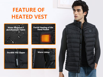 PIFMYSEDOL Men's Heated Vest with Retractable Heating 9 Heating Panels Black