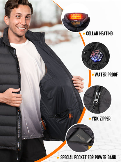 JUDRT Men's Heated Vest 7.4V 9 Heating Panels Black Color